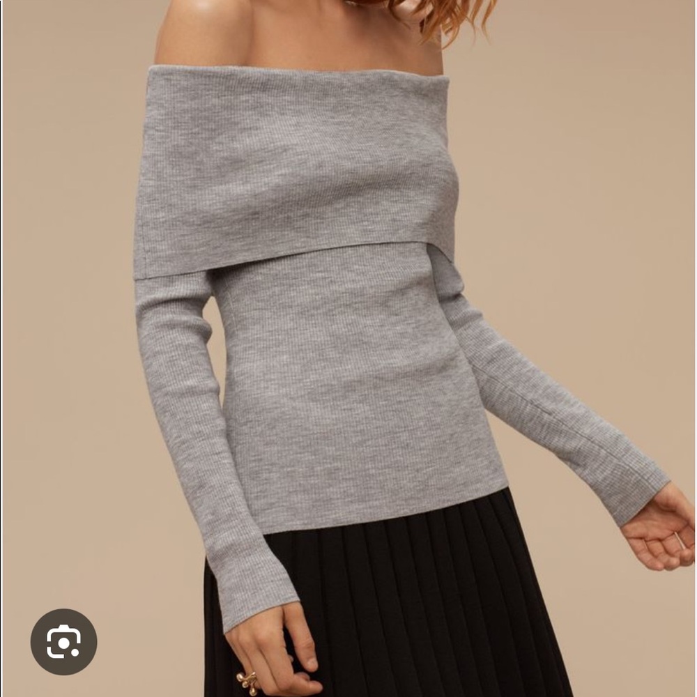 Wilfred grey off the shoulder sweater
